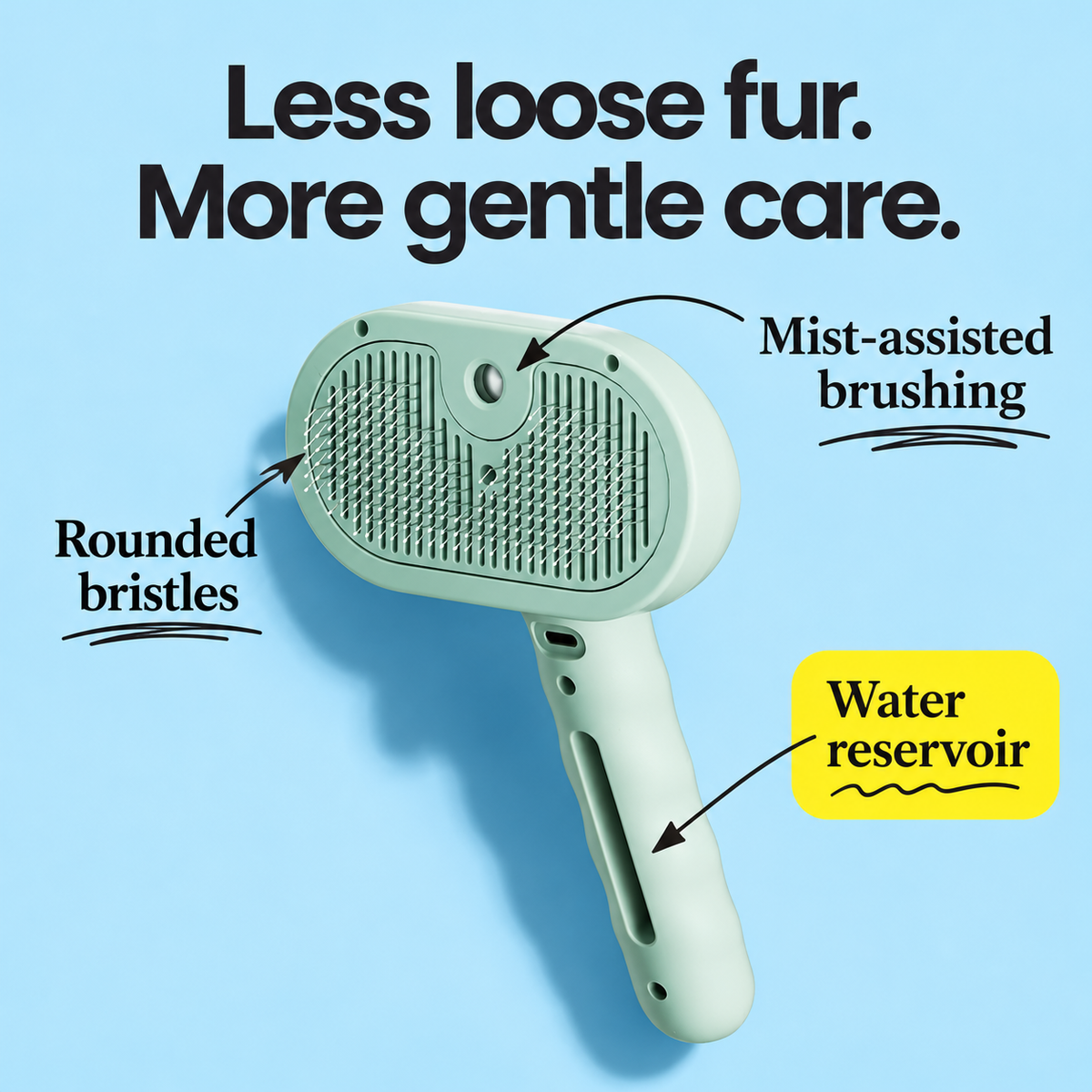 AquaGroom pet mist brush features