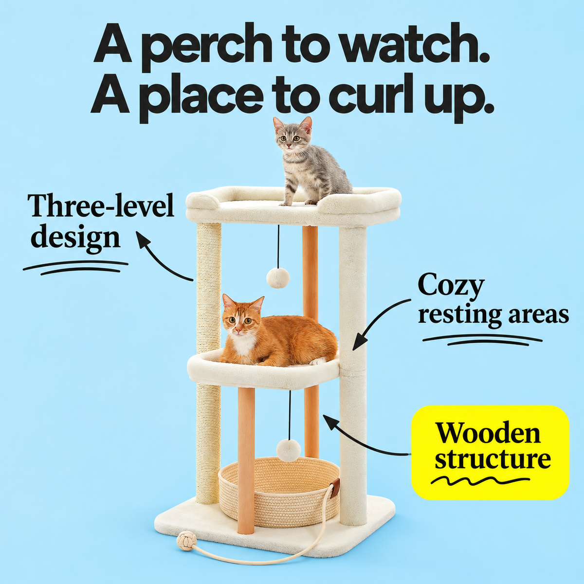 Wood Cat Tree feature details